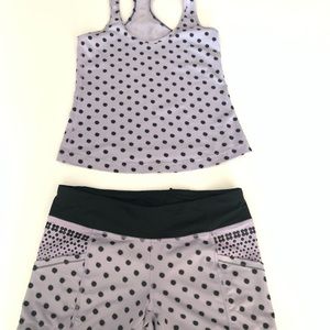 LULULEMON tank and short workout set, size 2